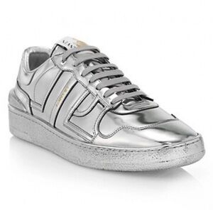 Lanvin Clay Low Metallic Silver Sneakers *NEW* Size 7
